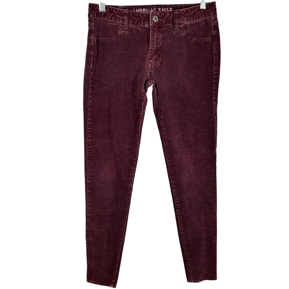 American Eagle Outfitters Corduroy Jeggings Burgundy 360 Super Stretch Size 4